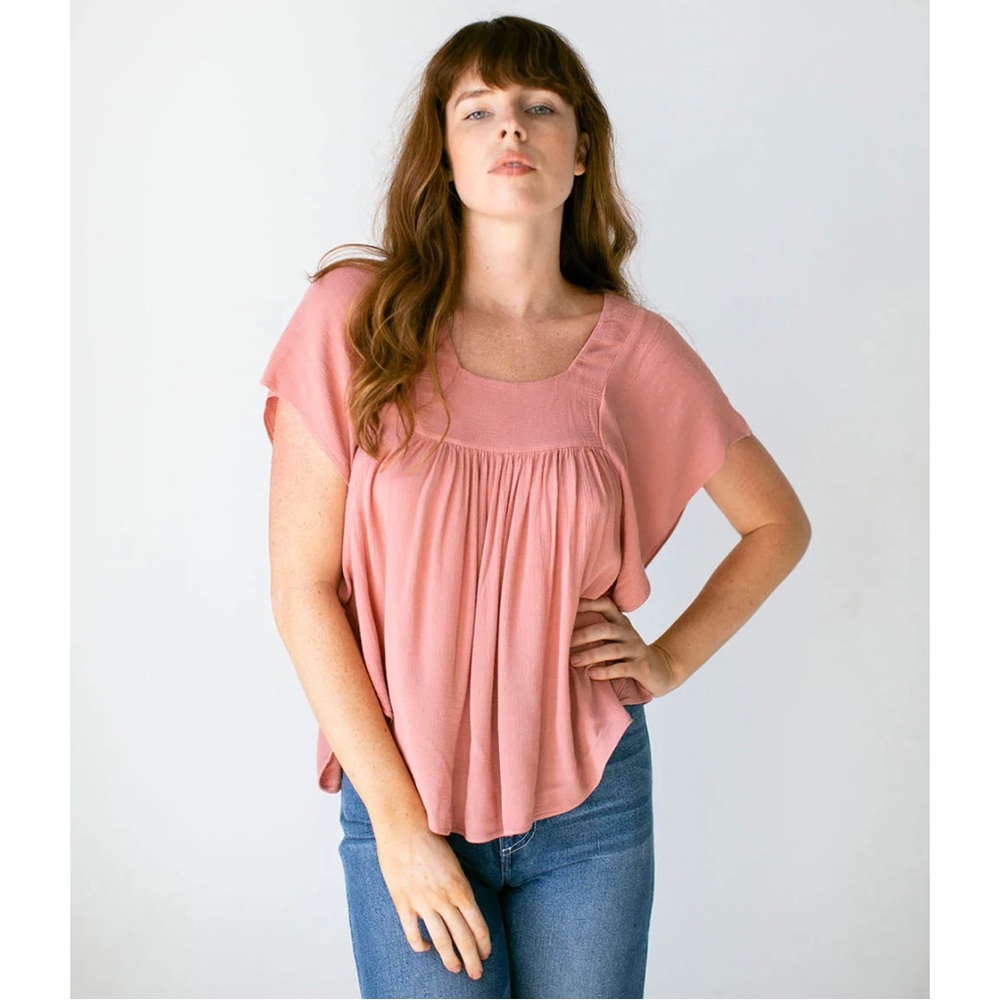 Suunday terra cotta flutter sleeve blouse